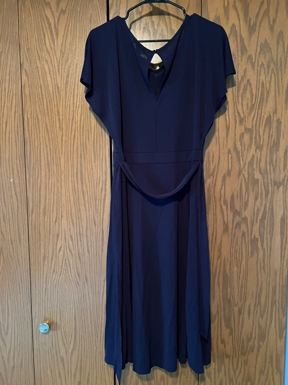 Ann Taylor Navy Flutter-Sleeve Midi Dress - Picture 3 of 3